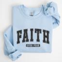  Faith over fear Sweatshirt, Christian Graphic Crewneck Pullover – Faith Quote Sweater, Religious Apparel, Positive Message Top, Gift for Women