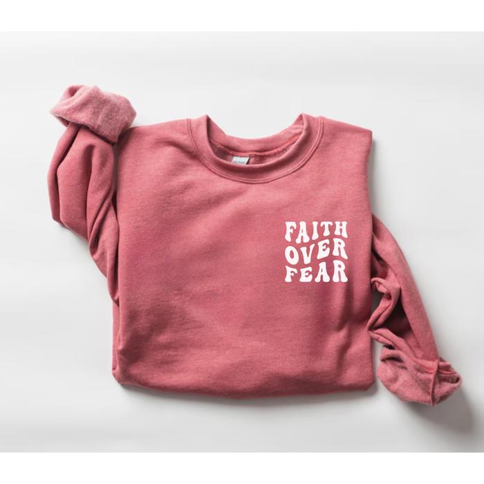 Faith Over Fear Christian Sweatshirt, Bible Verse Pullover, Inspirational Religious Sweater, Gift for Her