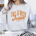  Fall-O-Ween Jesus Graphic Sweatshirt, Christian Faith Halloween Pullover, Vintage Fall Comfort Colors Style, Church Event Outfit, Seasonal Gift for Women