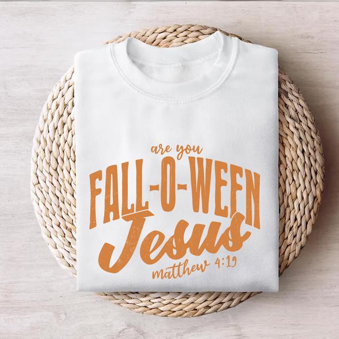 Fall-O-Ween Jesus Graphic Sweatshirt, Christian Faith Halloween Pullover, Vintage Fall Comfort Colors Style, Church Event Outfit, Seasonal Gift for Women