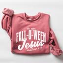  Fall-O-Ween Jesus Graphic Sweatshirt, Christian Faith Halloween Pullover, Vintage Fall Comfort Colors Style, Church Event Outfit, Seasonal Gift for Women