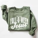  Fall-O-Ween Jesus Graphic Sweatshirt, Christian Faith Halloween Pullover, Vintage Fall Comfort Colors Style, Church Event Outfit, Seasonal Gift for Women
