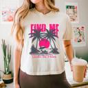  Find Me Under the Palms Comfort Colors Crop Top, Coastal Cowgirl Aesthetic – Retro Beach Summer Style, Y2K Beach Graphic T Shirt, Vacation Outfit, Gift for Her