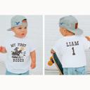  First Rodeo T Shirt – Custom Cowboy 1st Birthday Outfit, Western Toddler Tee with Name and Age, Personalized Wild One Party Shirt, Country Boy Gift Idea