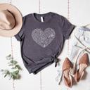  Floral Heart Graphic T Shirt – Minimal Line Art T-Shirt, Casual Aesthetic Shirt, Romantic Gift for Her, Boho Style Outfit