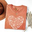  Floral Heart Graphic Tee by Comfort Colors – Minimal Line Art T-Shirt, Casual Aesthetic Shirt, Romantic Gift for Her, Boho Style Outfit