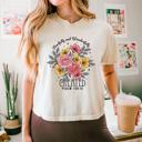  Fearfully and Wonderfully Created Crop Top by Comfort Colors – Psalm 139:14 Floral Christian Shirt, Faith-Based Graphic Tee, Encouraging Bible Verse Gift