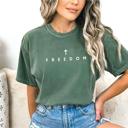  Freedom Cross Comfort Colors Shirt – Make Heaven Crowded Tee, Vintage Faith Based Graphic T-Shirt, Religious Outfit, Inspirational Gift for Her or Him