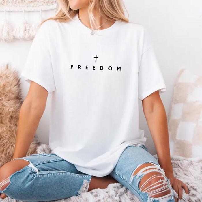 Freedom Cross Comfort Colors Shirt – Make Heaven Crowded Tee, Vintage Faith Based Graphic T-Shirt, Religious Outfit, Inspirational Gift for Her or Him