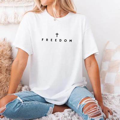 Freedom Cross Comfort Colors Shirt – Make Heaven Crowded Tee, Vintage Faith Based Graphic T-Shirt, Religious Outfit, Inspirational Gift for Her or Him