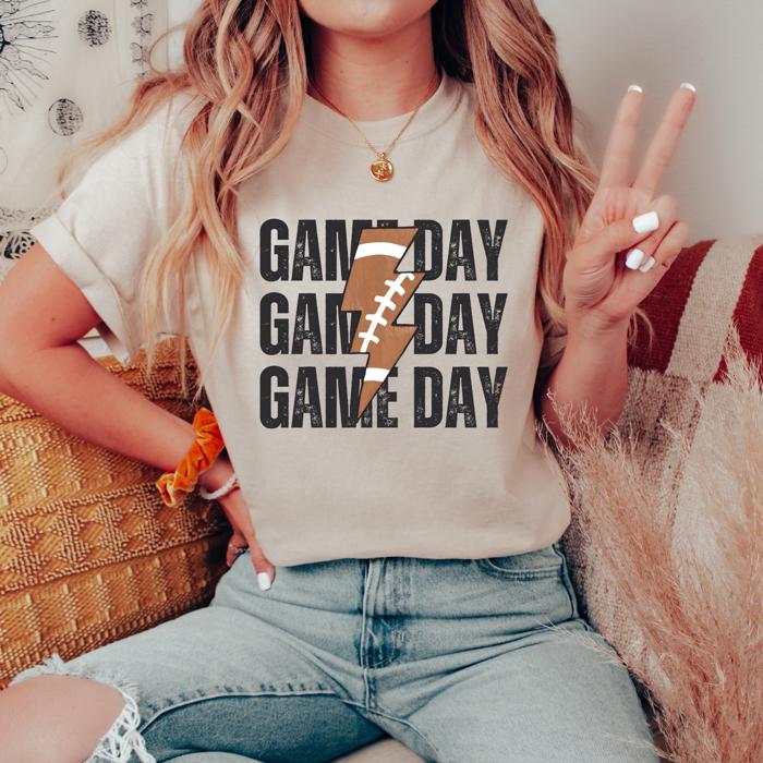 Game Day T shirt, Lightning Football Shirt, Retro Distressed Graphic Tee, Fall Sports Fan Outfit, College Gameday Shirt