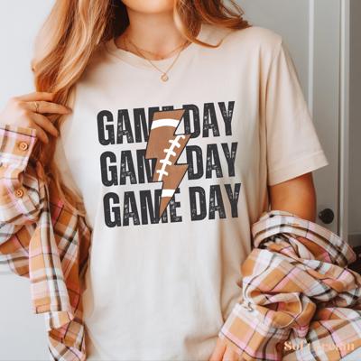 Game Day T shirt, Lightning Football Shirt, Retro Distressed Graphic Tee, Fall Sports Fan Outfit, College Gameday Shirt