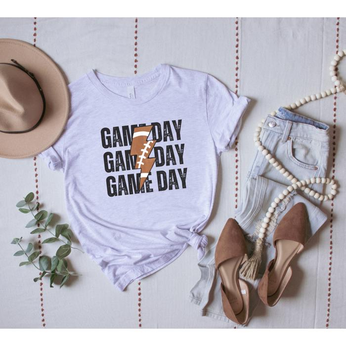 Game Day T shirt, Lightning Football Shirt, Retro Distressed Graphic Tee, Fall Sports Fan Outfit, College Gameday Shirt