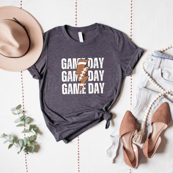Game Day T shirt, Lightning Football Shirt, Retro Distressed Graphic Tee, Fall Sports Fan Outfit, College Gameday Shirt