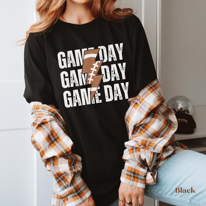 Game Day T shirt, Lightning Football Shirt, Retro Distressed Graphic Tee, Fall Sports Fan Outfit, College Gameday Shirt