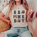  Game Day Football Graphic T-Shirt – Cute Fall Sports Tee for Women, Varsity Style Tailgate Outfit, Weekend Game Shirt
