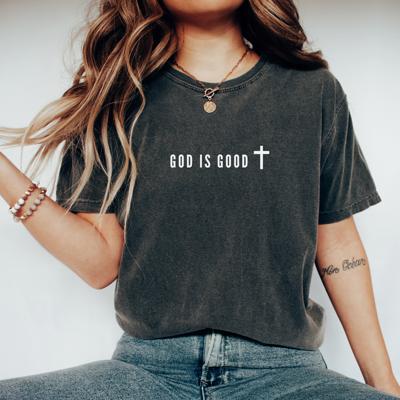 God Is Good Christian Graphic Tee by Comfort Colors, Minimal Faith Shirt, Retro Religious T-Shirt, Bible Verse Tee, Gift for Her