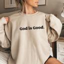 God is Good Sweatshirt – Minimal Faith Crewneck Pullover, Christian Graphic Sweatshirt for Women, Positive Message Sweater, Cozy Fall Outfit, Gift for Her