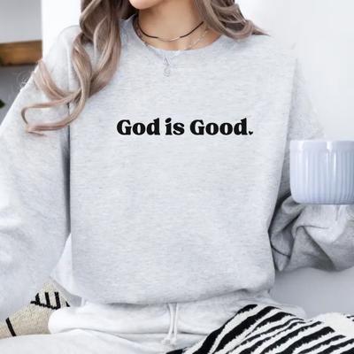 God is Good Sweatshirt – Minimal Faith Crewneck Pullover, Christian Graphic Sweatshirt for Women, Positive Message Sweater, Cozy Fall Outfit, Gift for Her