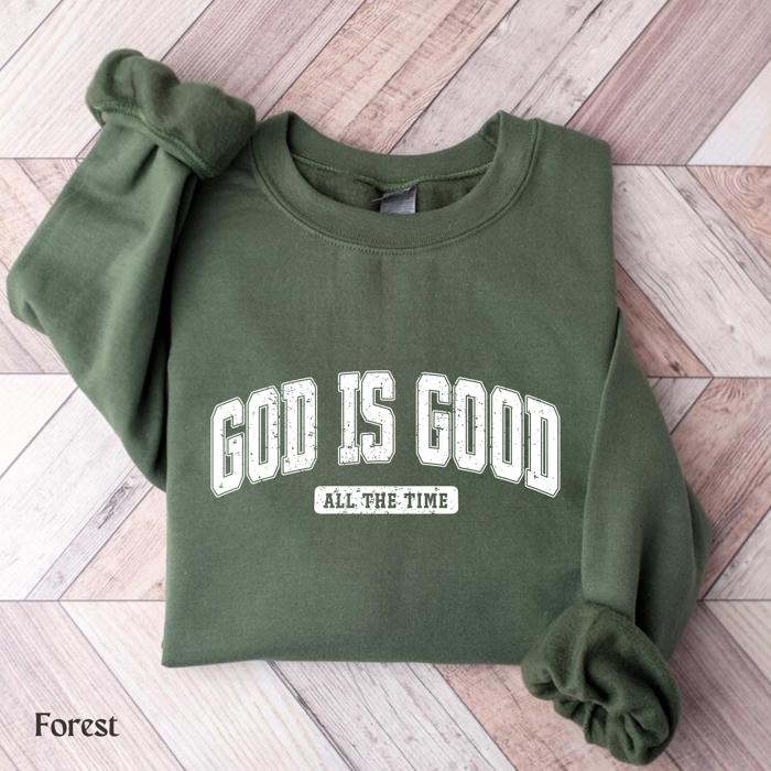 God Is Good Sweatshirt, Christian Graphic Crewneck Pullover – Faith Quote Sweater, Religious Apparel, Positive Message Top, Gift for Women