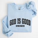  God Is Good Sweatshirt, Christian Graphic Crewneck Pullover – Faith Quote Sweater, Religious Apparel, Positive Message Top, Gift for Women