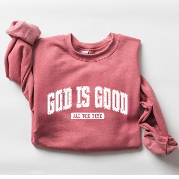 God Is Good Sweatshirt, Christian Graphic Crewneck Pullover – Faith Quote Sweater, Religious Apparel, Positive Message Top, Gift for Women