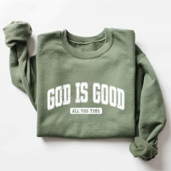 God Is Good Sweatshirt, Christian Graphic Crewneck Pullover – Faith Quote Sweater, Religious Apparel, Positive Message Top, Gift for Women