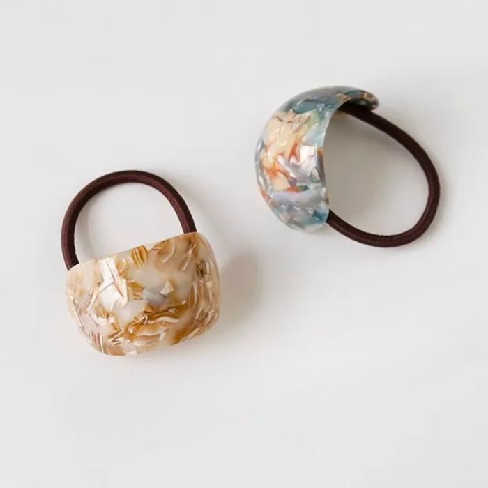 Resin Hair Tie | Chunky Hair Elastic Ties | Retro Acetate Ponytail Holder | Minimalist Hair Accessories | Leopard Curve Hair Tie
