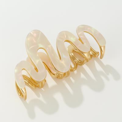 Wave Hair Claw Clips, Large Squiggle Metal Claw Clip, Coastal Claw Clip, Gifts for her, Bridal, Bridesmaid, Cellulose Acetate