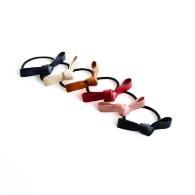 Leather Bow Hair Tie, Faux Leather Ponytail Holder, Minimalist Hair Accessory for Women, Cute Hair Elastic, Gift for Her