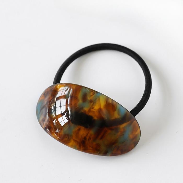 Resin Hair Tie | Chunky Hair Elastic Ties | Retro Acetate Ponytail Holder | Minimalist Hair Accessories | Leopard Curve Hair Tie