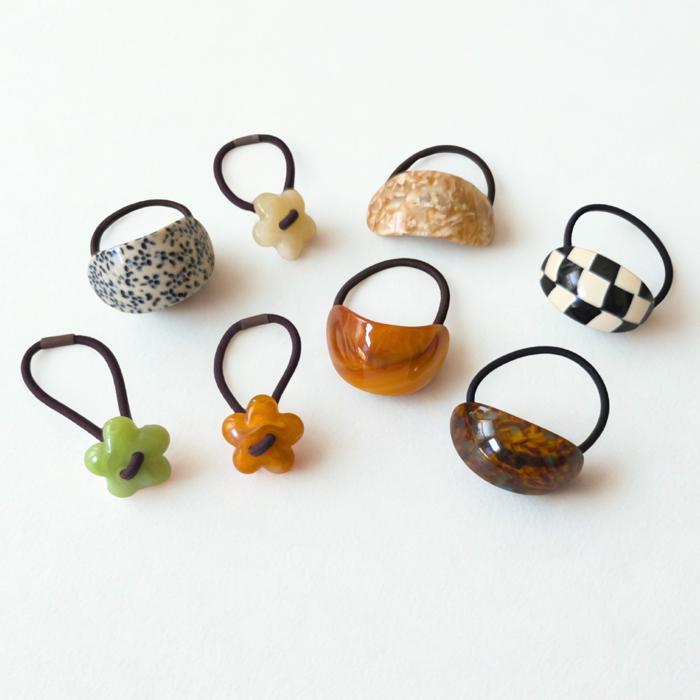 Resin Hair Tie | Chunky Hair Elastic Ties | Retro Acetate Ponytail Holder | Minimalist Hair Accessories | Leopard Curve Hair Tie
