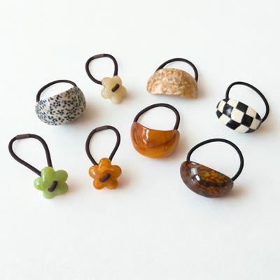 Resin Hair Tie | Chunky Hair Elastic Ties | Retro Acetate Ponytail Holder | Minimalist Hair Accessories | Leopard Curve Hair Tie