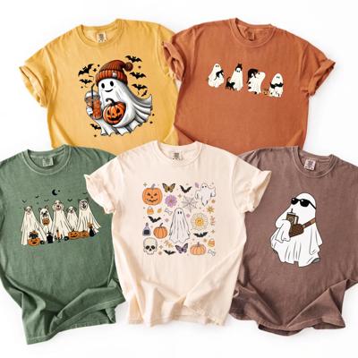 Halloween Ghost Comfort Colors Shirt, Cute Fall Graphic Tee – Vintage Spooky Pumpkin T-Shirt, Trick or Treat Top, Funny Coffee Ghost Tee