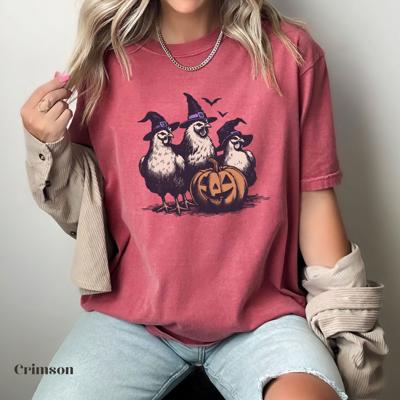 Halloween Chicken Comfort Colors Shirt, Funny Witchy Hen Pumpkin Tee – Spooky Farm Animal Graphic Tee, Teacher Gift, Fall Outfit