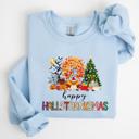  Happy Hallothanksmas Sweatshirt – Fall to Christmas Crewneck, Halloween Thanksgiving Christmas Sweatshirt, Holiday Graphic Pullover, Gift for Her