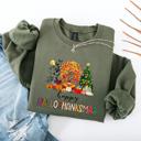  Happy Hallothanksmas Sweatshirt – Fall to Christmas Crewneck, Halloween Thanksgiving Christmas Sweatshirt, Holiday Graphic Pullover, Gift for Her