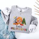  Happy Hallothanksmas Sweatshirt – Fall to Christmas Crewneck, Halloween Thanksgiving Christmas Sweatshirt, Holiday Graphic Pullover, Gift for Her