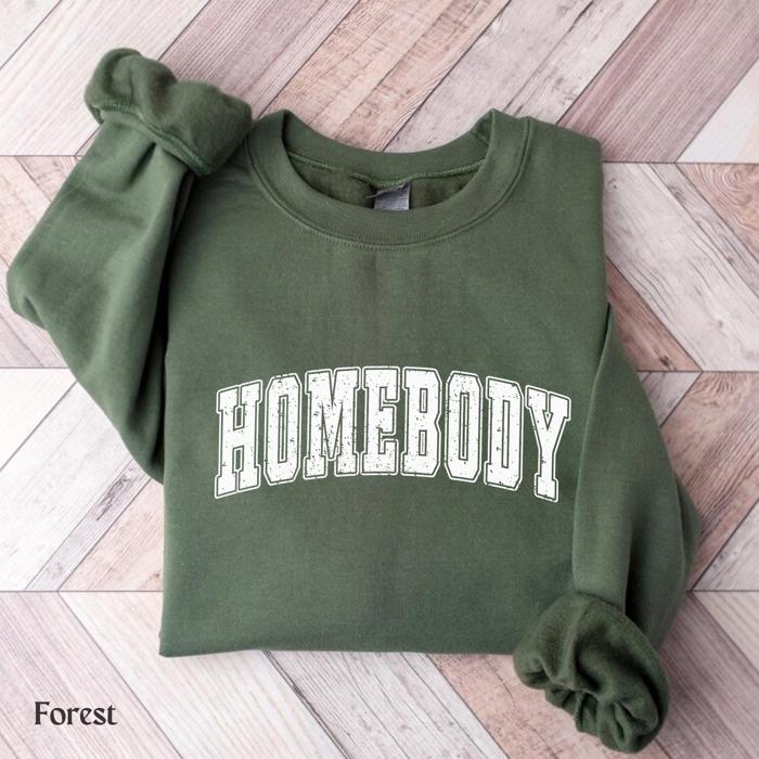 Homebody Graphic Sweatshirt, Cozy Oversized Pullover for Women, Vintage Loungewear Top – Casual Fall & Winter Outfit, Gift for Her