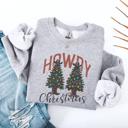  Howdy Christmas Sweatshirt – Western Holiday Crewneck, Cozy Retro Christmas Tree Pullover, Country Cowgirl Christmas Sweater, Gift for Her