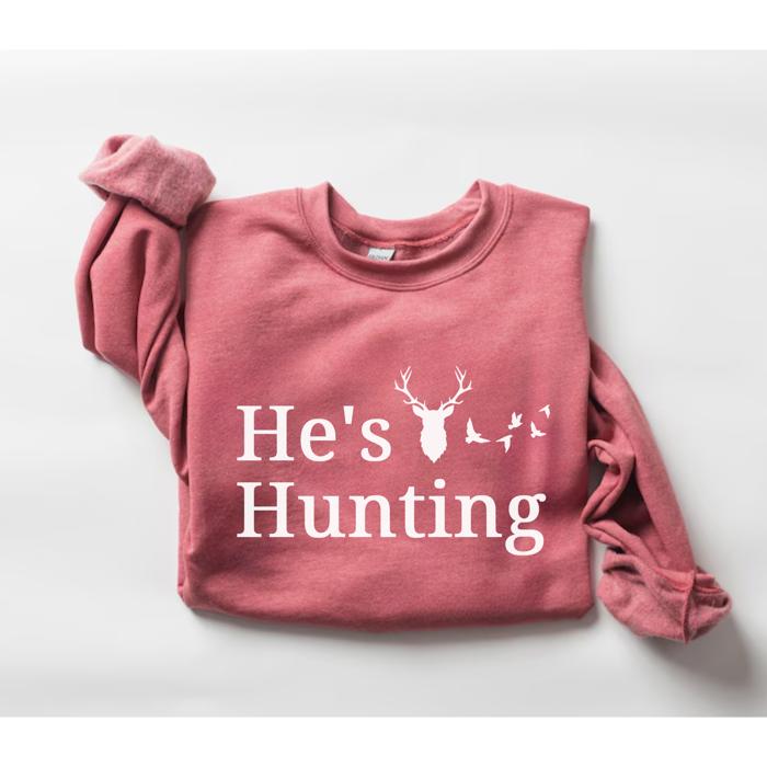 Hunting Sweatshirt, He's Hunting Shirt, Hunting Season Sweatshirt, Hunting Wife T shirt, Abandoned Hunting Wife Sweater,  Deer Sweater