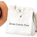  Jesus Loves You Christian Graphic Tee by Comfort Colors, Minimal Faith Shirt, Retro Religious T-Shirt, Bible Verse Tee, Gift for Her