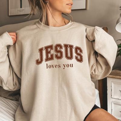 Christian Graphic Sweatshirt, Jesus Loves You Crewneck, Distressed Vintage Faith Shirt, Religious Graphic Top, God Is Good Outfit, Gift for Her