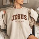  Christian Graphic Sweatshirt, Jesus Loves You Crewneck, Distressed Vintage Faith Shirt, Religious Graphic Top, God Is Good Outfit, Gift for Her