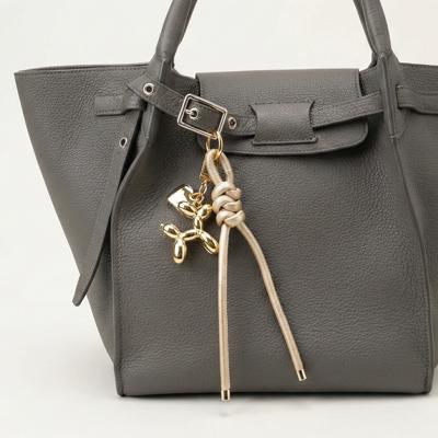 Balloon Dog Bag Charm, Knotted Leather Rope Keychain, Heart / Puppy Purse Accessory