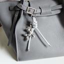  Balloon Dog Bag Charm, Knotted Leather Rope Keychain, Heart / Puppy Purse Accessory