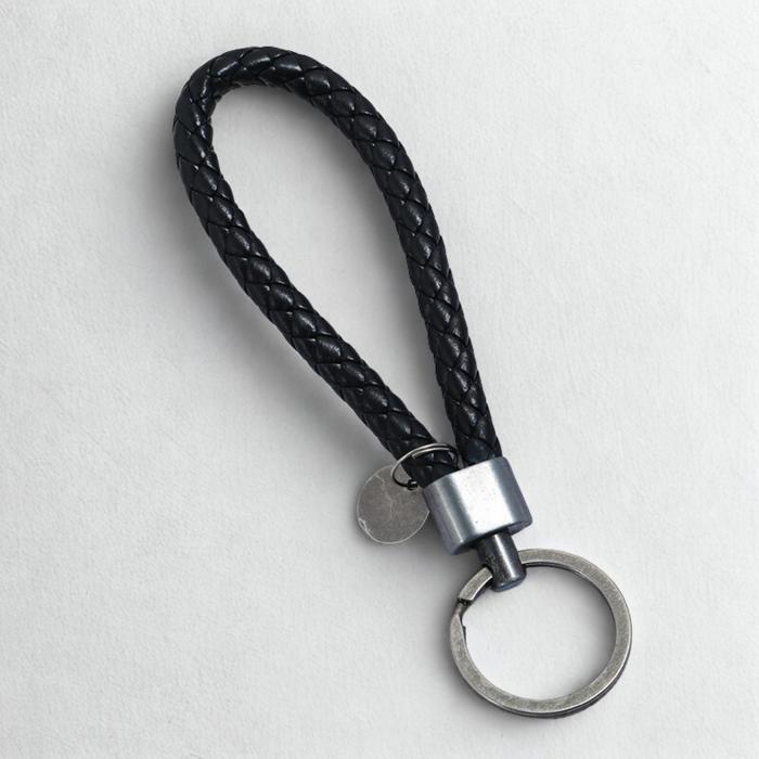 Leather Woven Keychain, Unisex Key Ring with Antique Silver Finish, Durable Braided Loop Key Holder, Men’s & Women’s Bag Charm