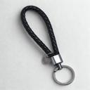  Leather Woven Keychain, Unisex Key Ring with Antique Silver Finish, Durable Braided Loop Key Holder, Men’s & Women’s Bag Charm