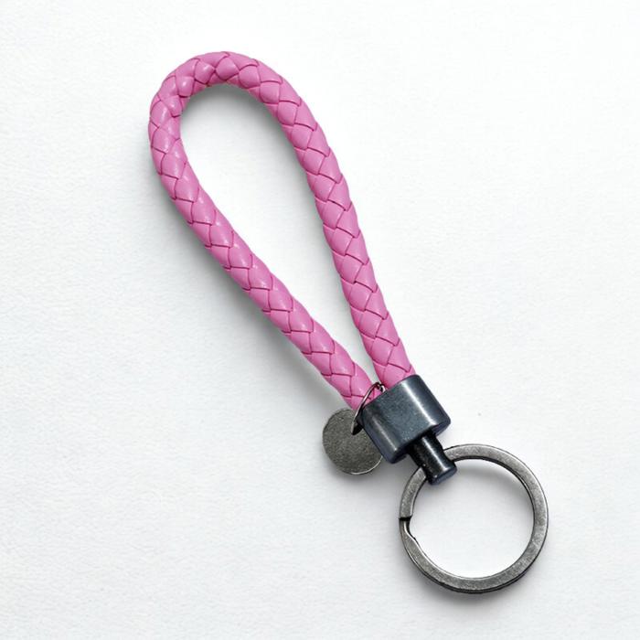 Leather Woven Keychain, Unisex Key Ring with Antique Silver Finish, Durable Braided Loop Key Holder, Men’s & Women’s Bag Charm