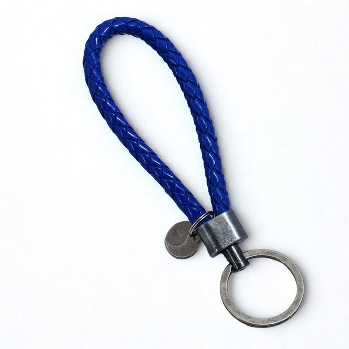 Leather Woven Keychain, Unisex Key Ring with Antique Silver Finish, Durable Braided Loop Key Holder, Men’s & Women’s Bag Charm